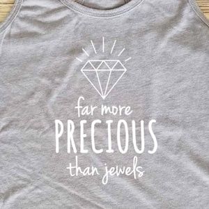 Far More Precious Than Jewels - grey tank top